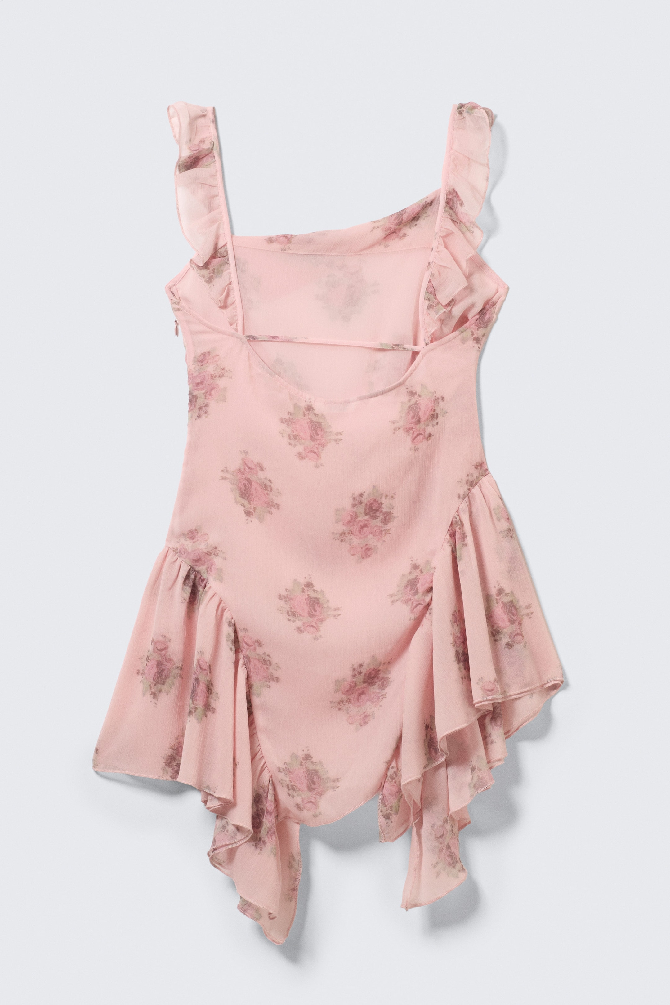 Pink - Floral - Sleeveless Square-Neck Mini Dress - 5