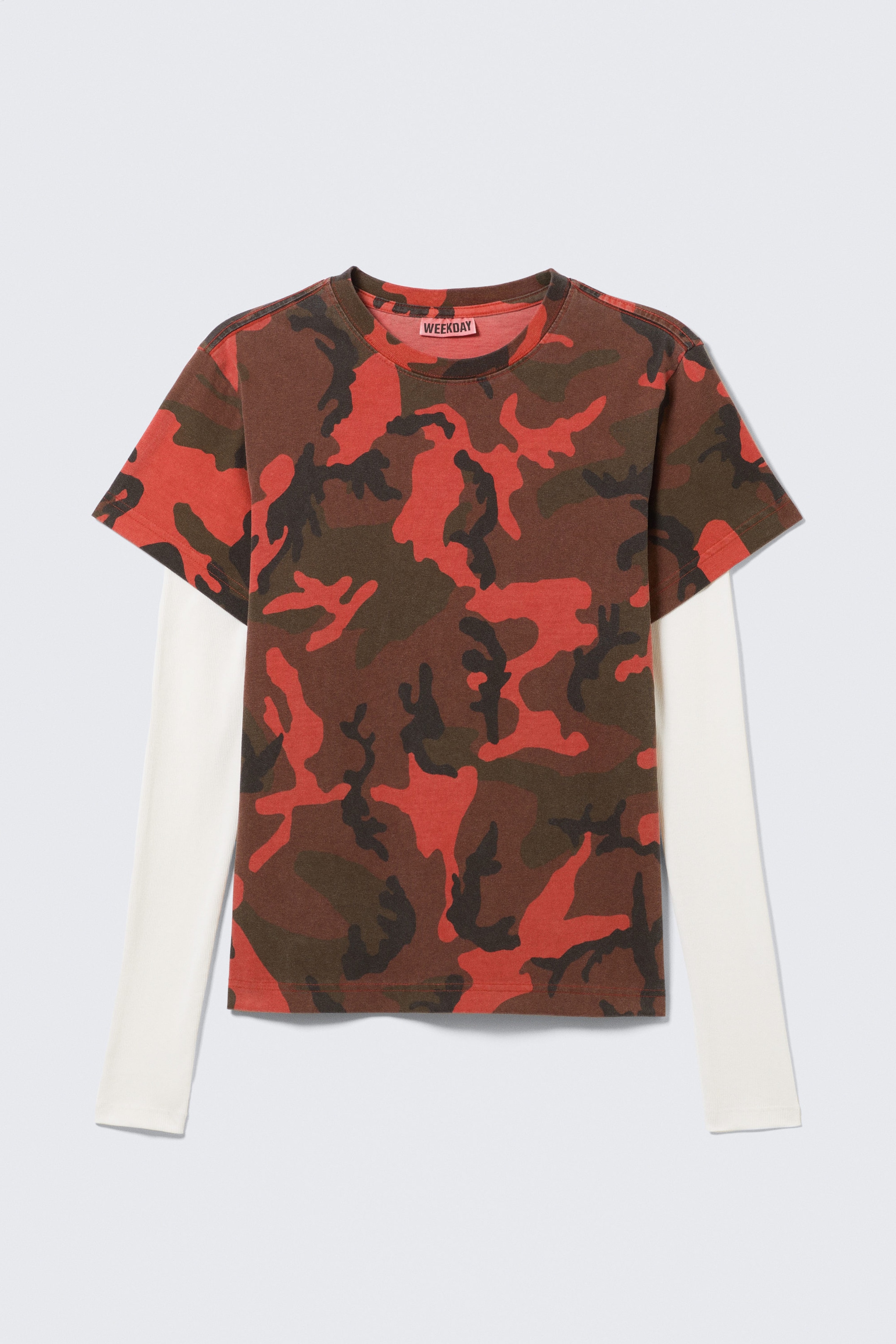Red Camouflage - Shrunken Double Layered T-shirt - 4
