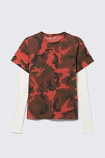 Red Camouflage - Shrunken Double Layered T-shirt - 4