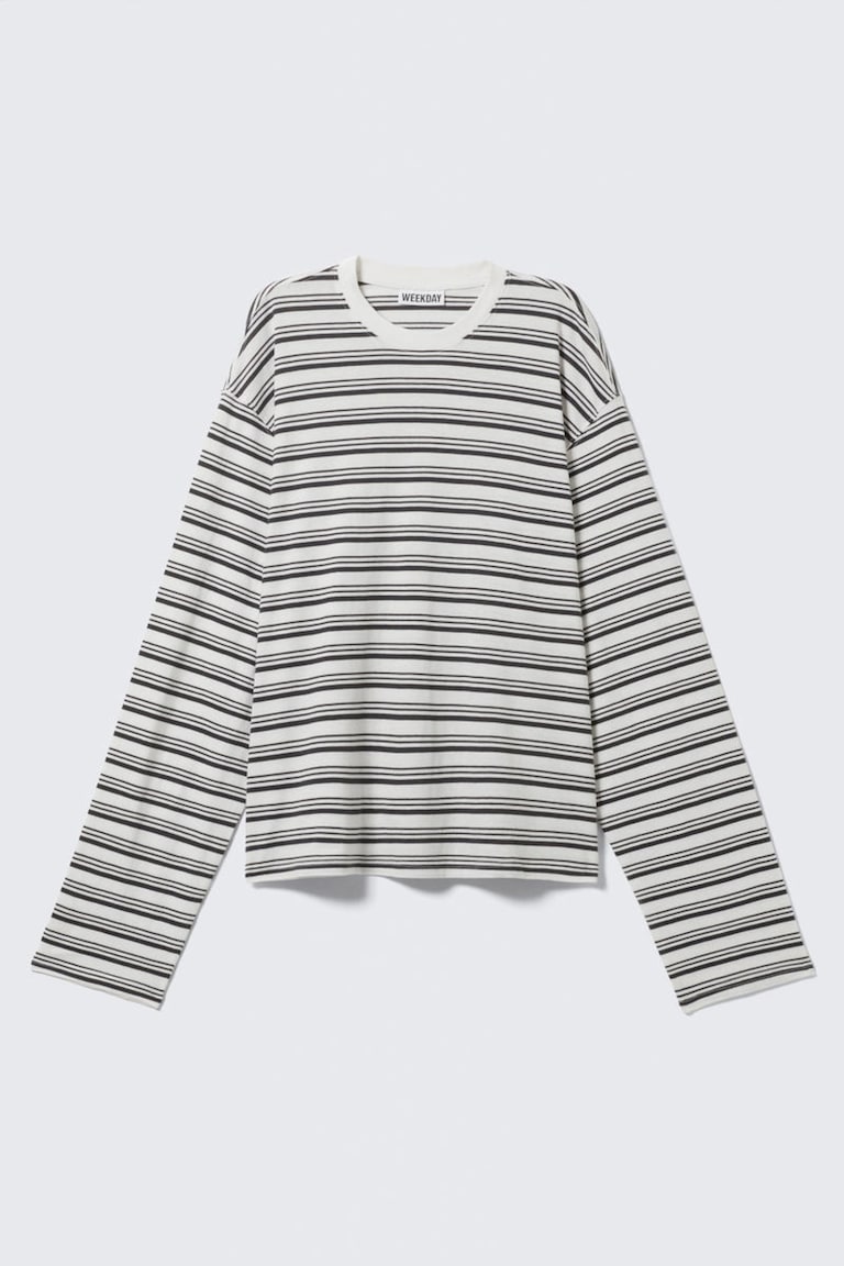 Black-White Striped Lace T-Shirt