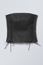 Coated Black - Ima Lace Up Corset Top - 0
