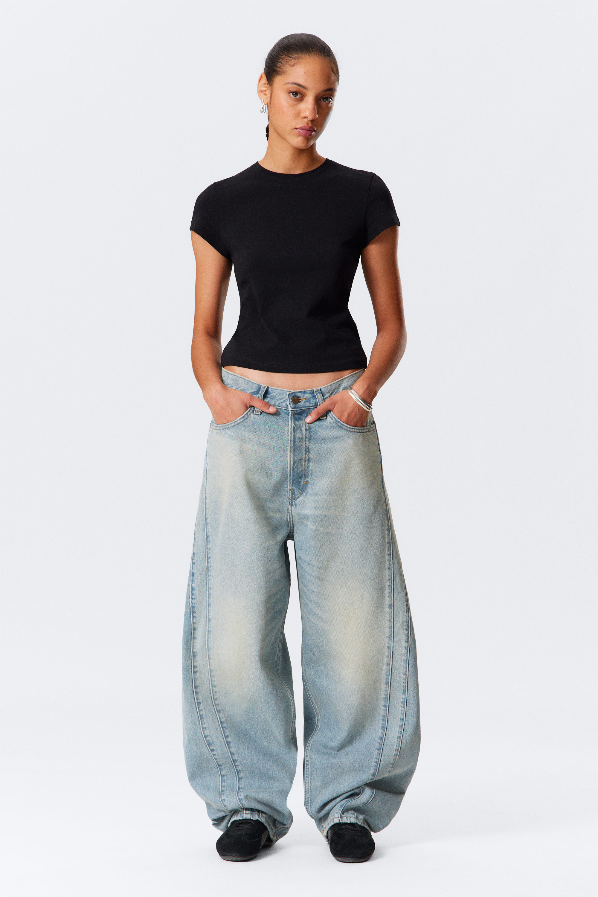 Port Blue - Light Blue - Panelled Loose Fit Baggy Leg Unisex Jeans - 2