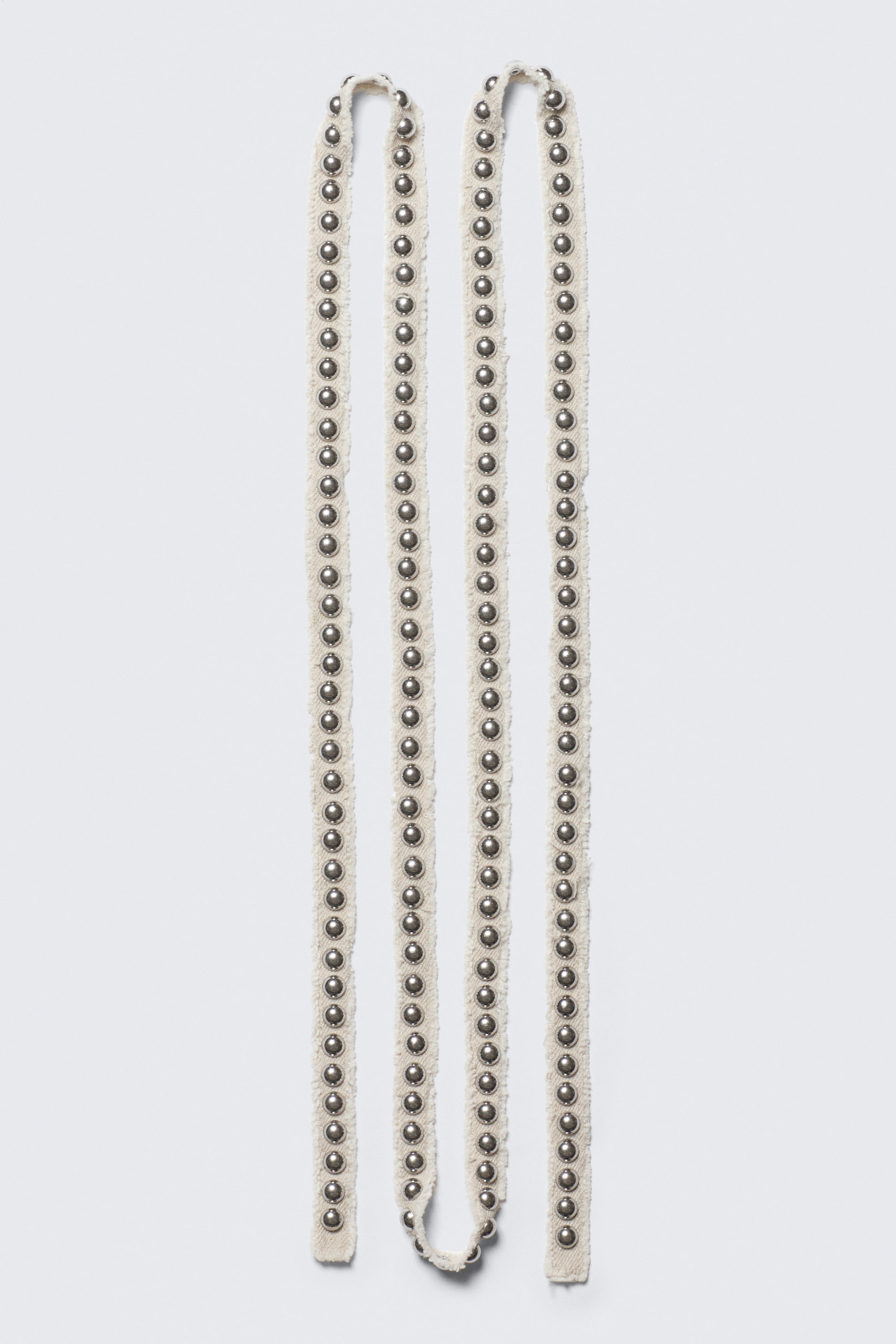 Beige - Studded Linen-Blend Choker Necklace - 2