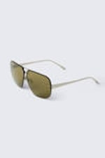 Silver - Grön Linser - Tonade ovala unisex-solglasögon - 2