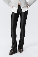 Black - Low Rise Flared Stretch Trousers - 1