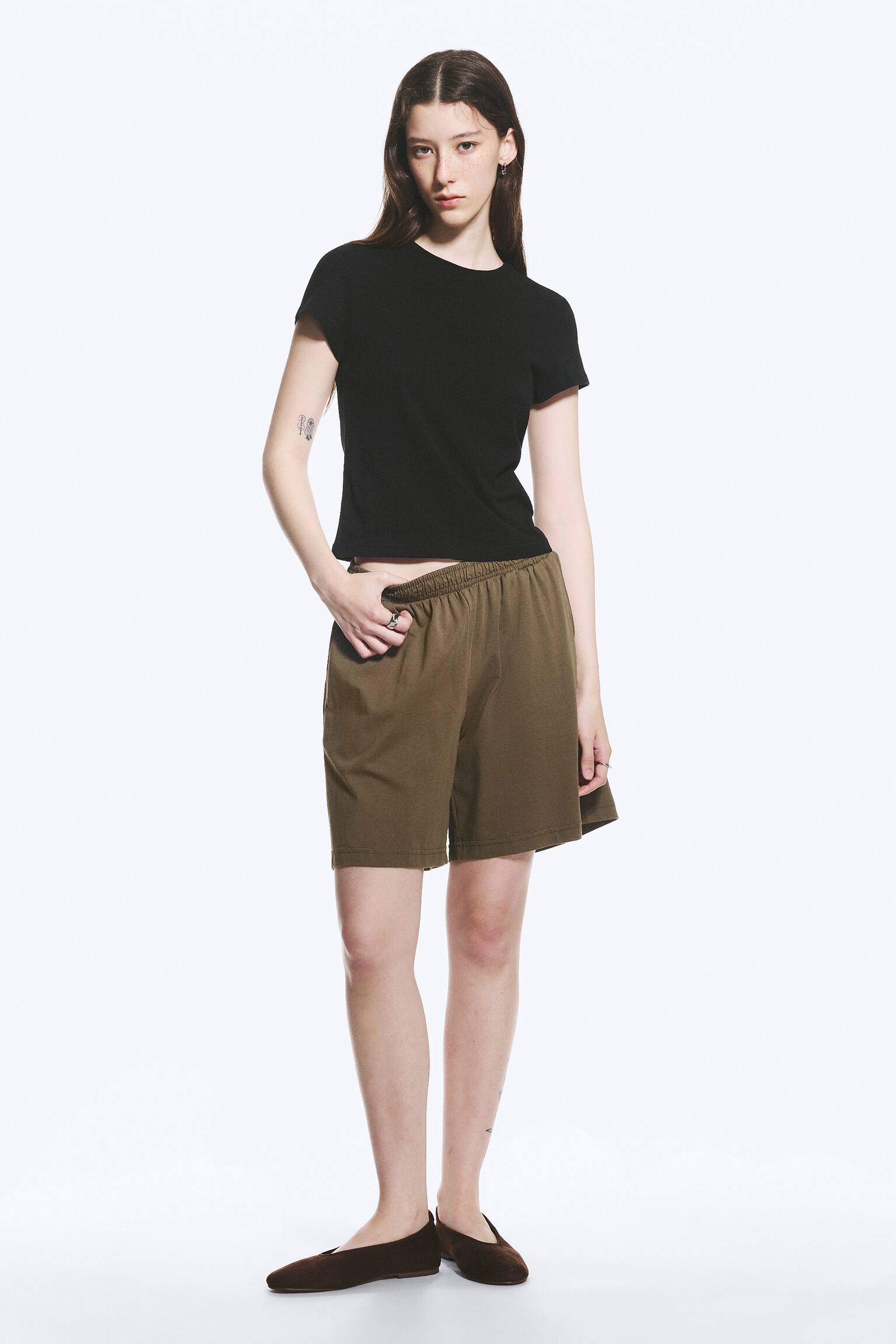 Slim Short-Sleeved Cotton T-shirt-Black - 3