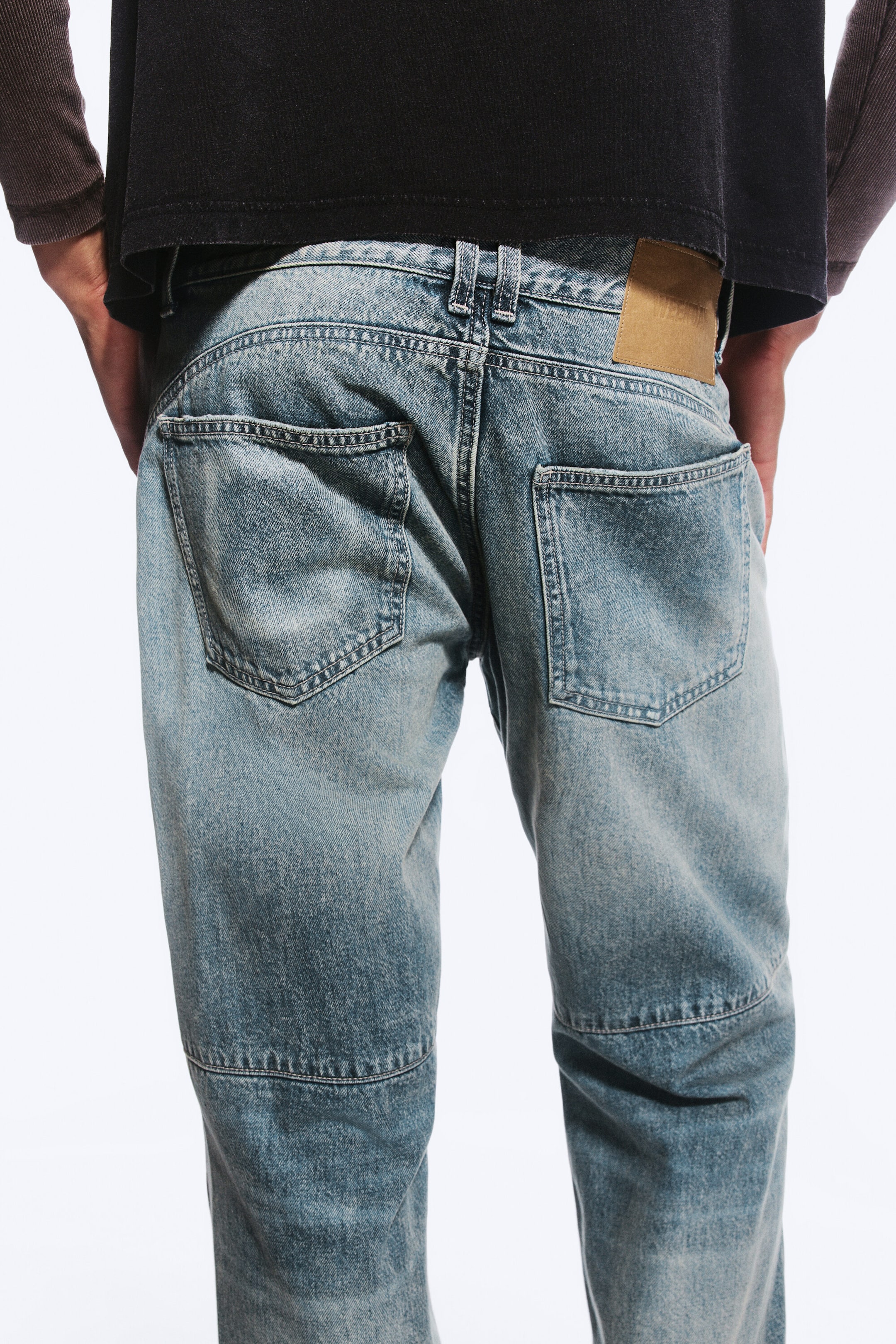 MC Blue - Medium Blue - Low-Rise Regular Straight Biker Jeans - 4