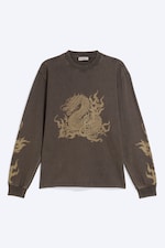 Dunkelbraun - Lang - Lässiges Longsleeve mit Grafikdruck - 4