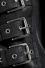 Beschichtetes Schwarz - Korsett-Top aus beschichtetem Denim mit Schnallen - 5