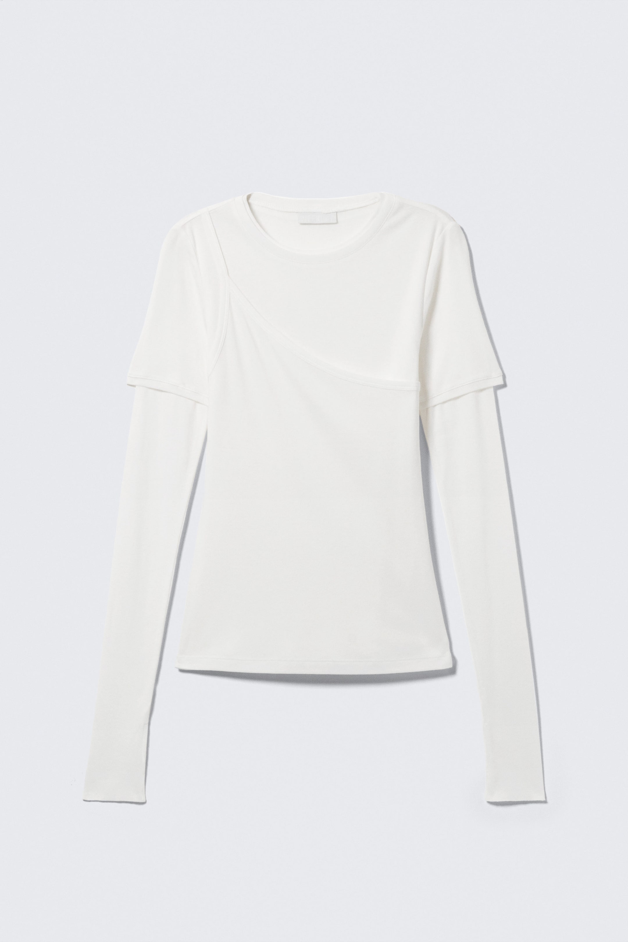 White - Triple-Layered Long-Sleeved Cotton Top - 4