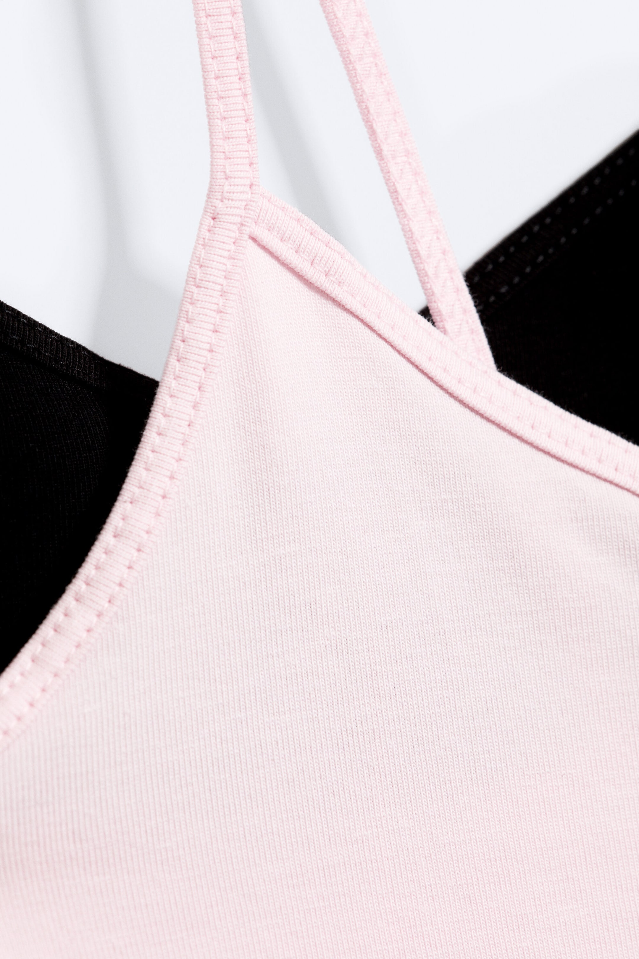 Light Dusty Pink/Black - 2-pack Slim V-neck Cotton Singlet - 2