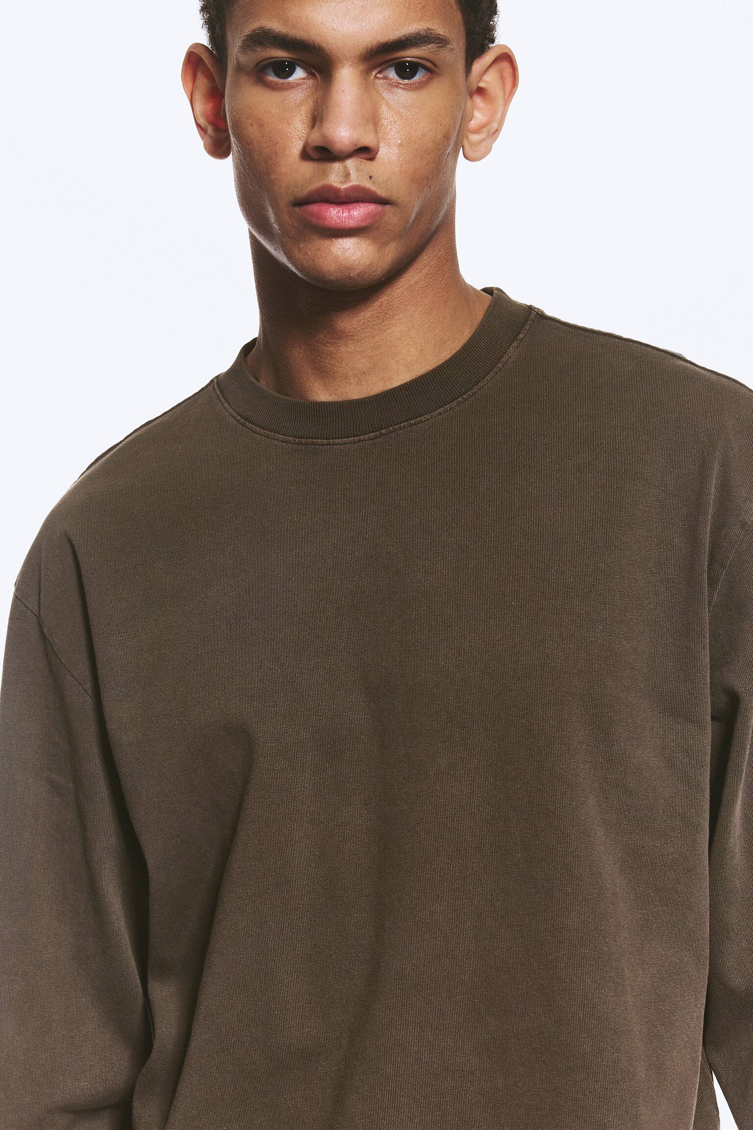Relaxed Long-Sleeved T-shirt - Dark Brown/Black/Dark Grey - 3