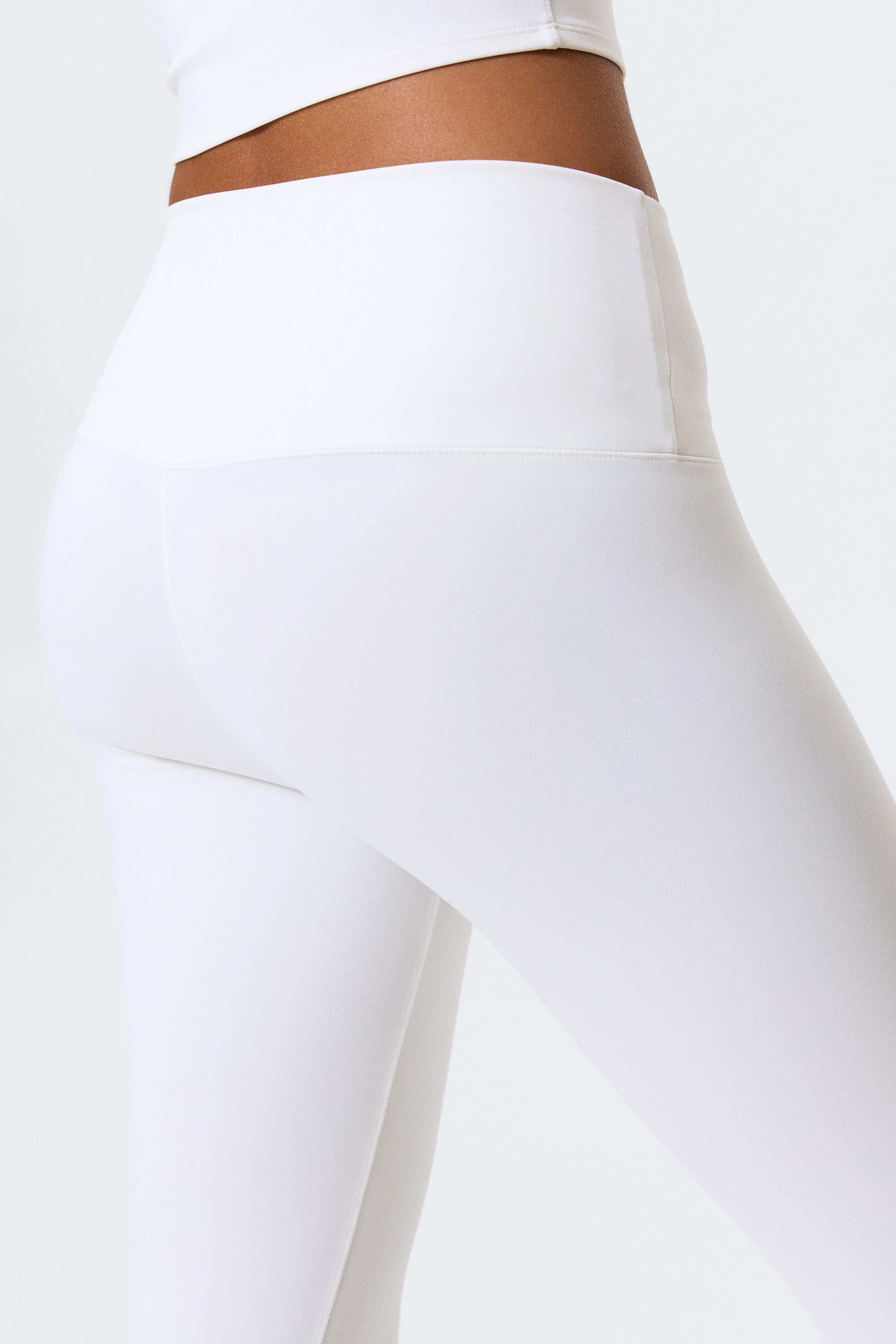 White - High Waisted Sports Tights - 3
