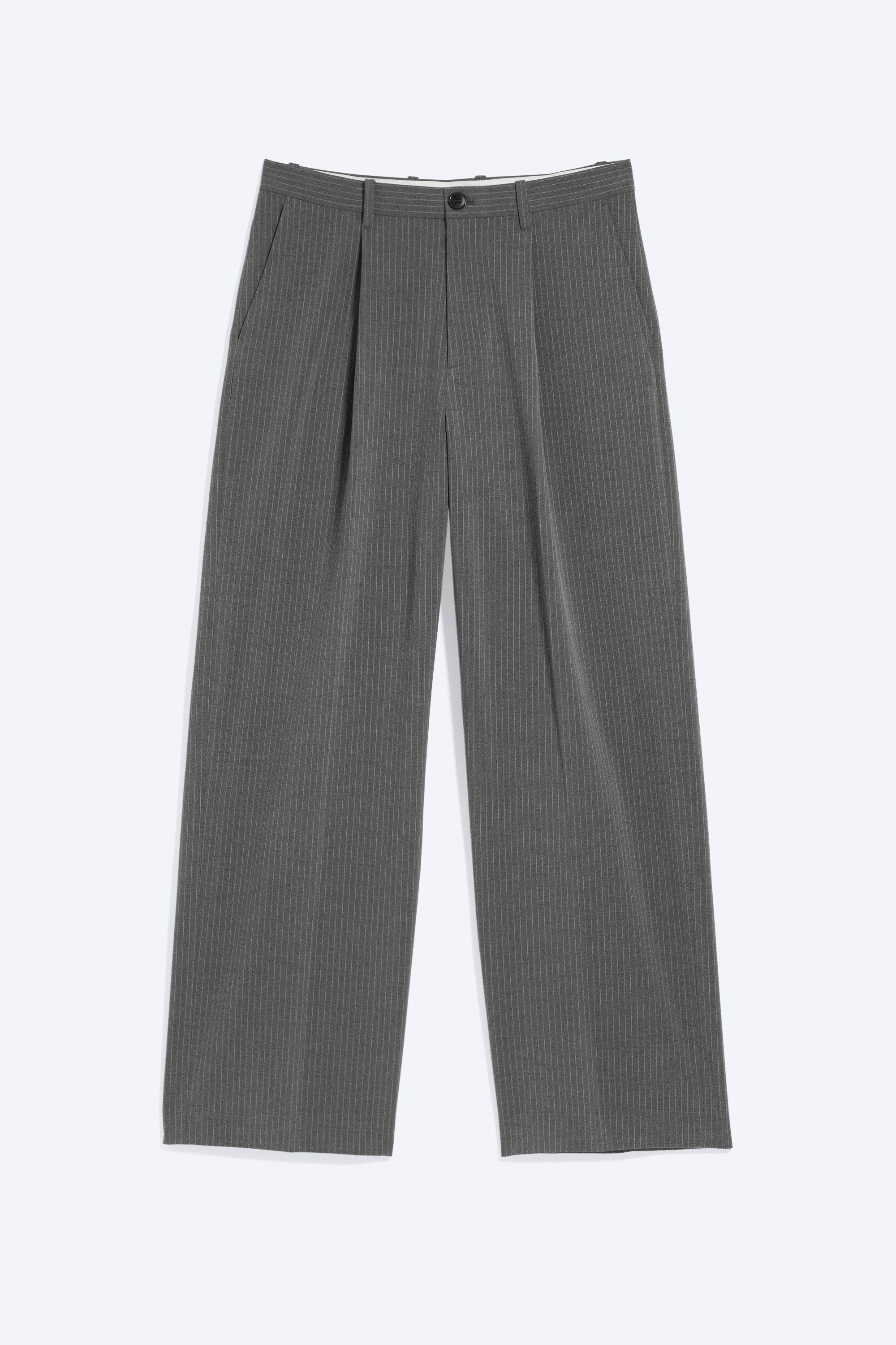 Pantaloni Uno loose in tessuto per abiti - Motivo gessato grigio scuro/Verde kaki melange/Grigio scuro mélange/Nero