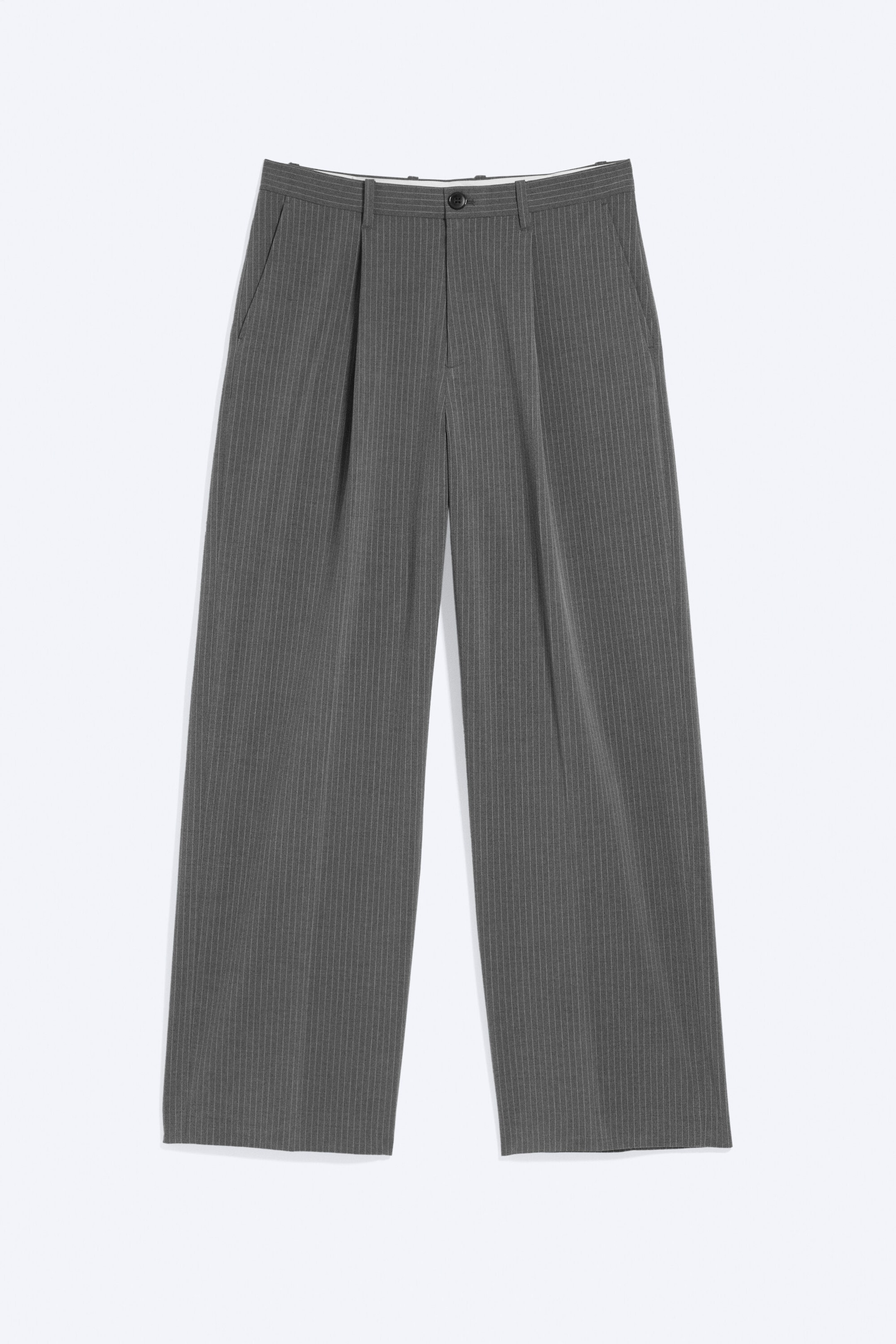 Pinstriped Dark Grey - Uno Loose Suit Trousers - 4