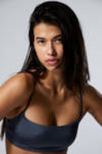 Dark Blue - Scoop Neck Bikini Top - 0