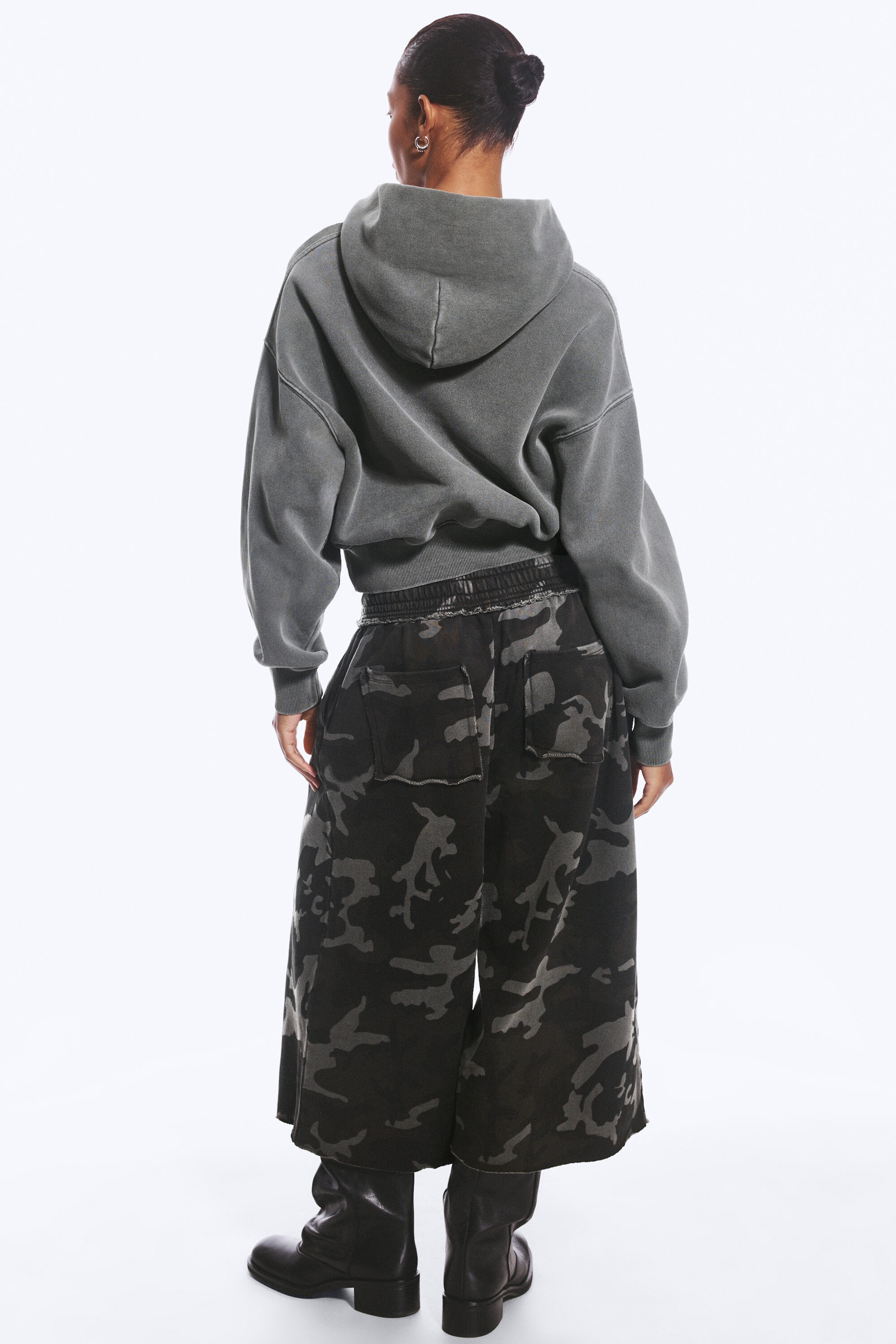 Gris foncé délavé - Sweat à capuche boxy en molleton de coton - 3