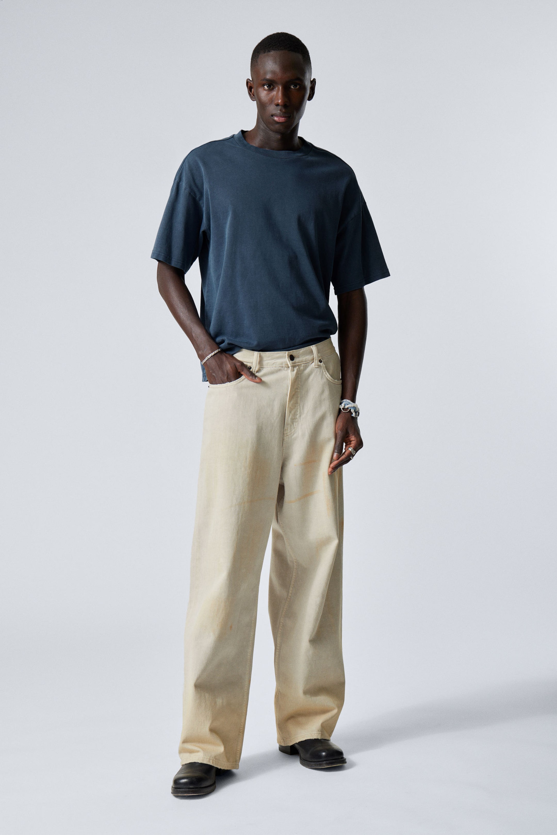 Dirty Beige - Light Beige - Astro Loose Baggy Leg Jeans - 2