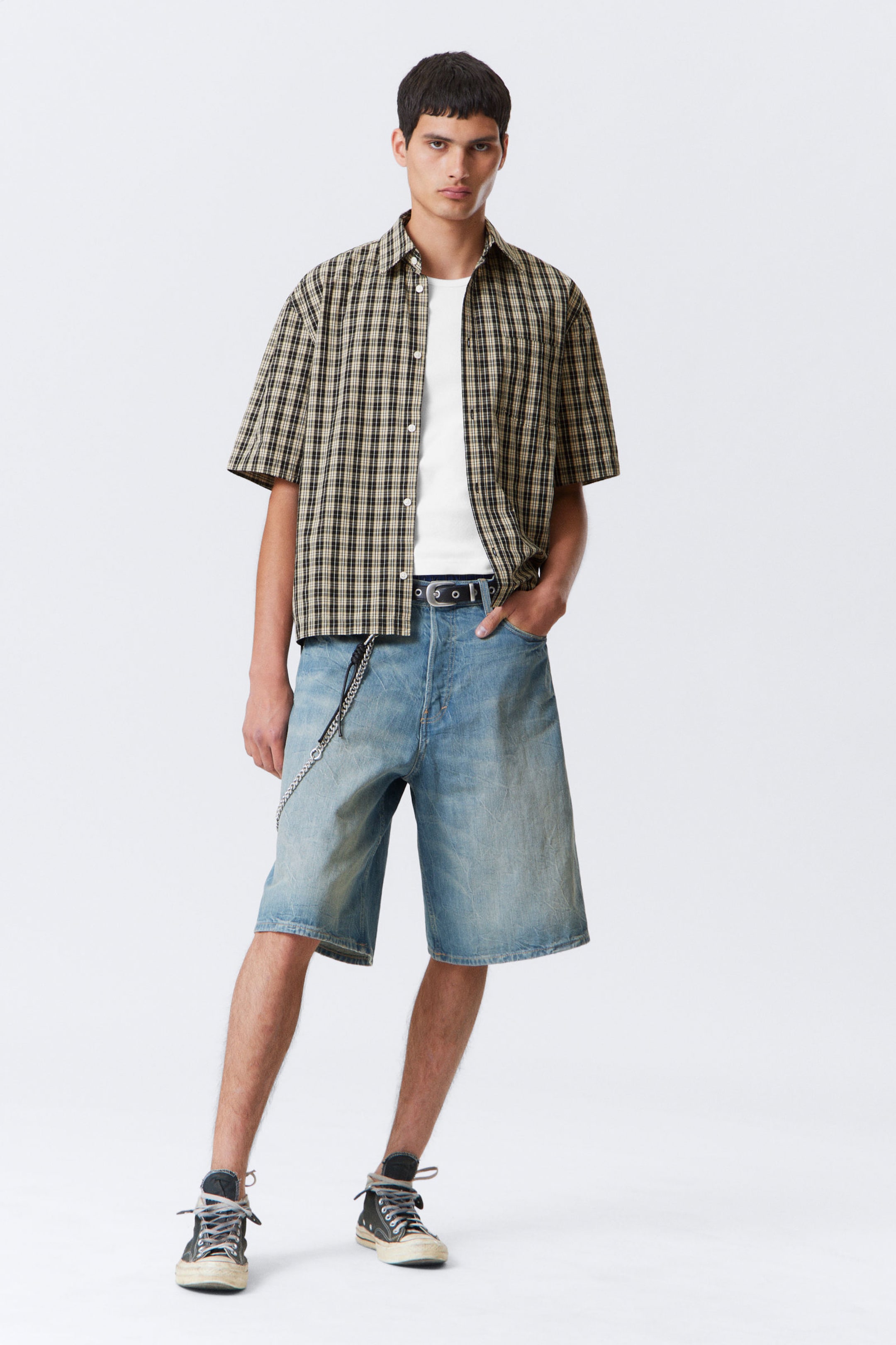 #B3AB98 - Relaxed Fit Short-Sleeved Cotton Shirt - 2