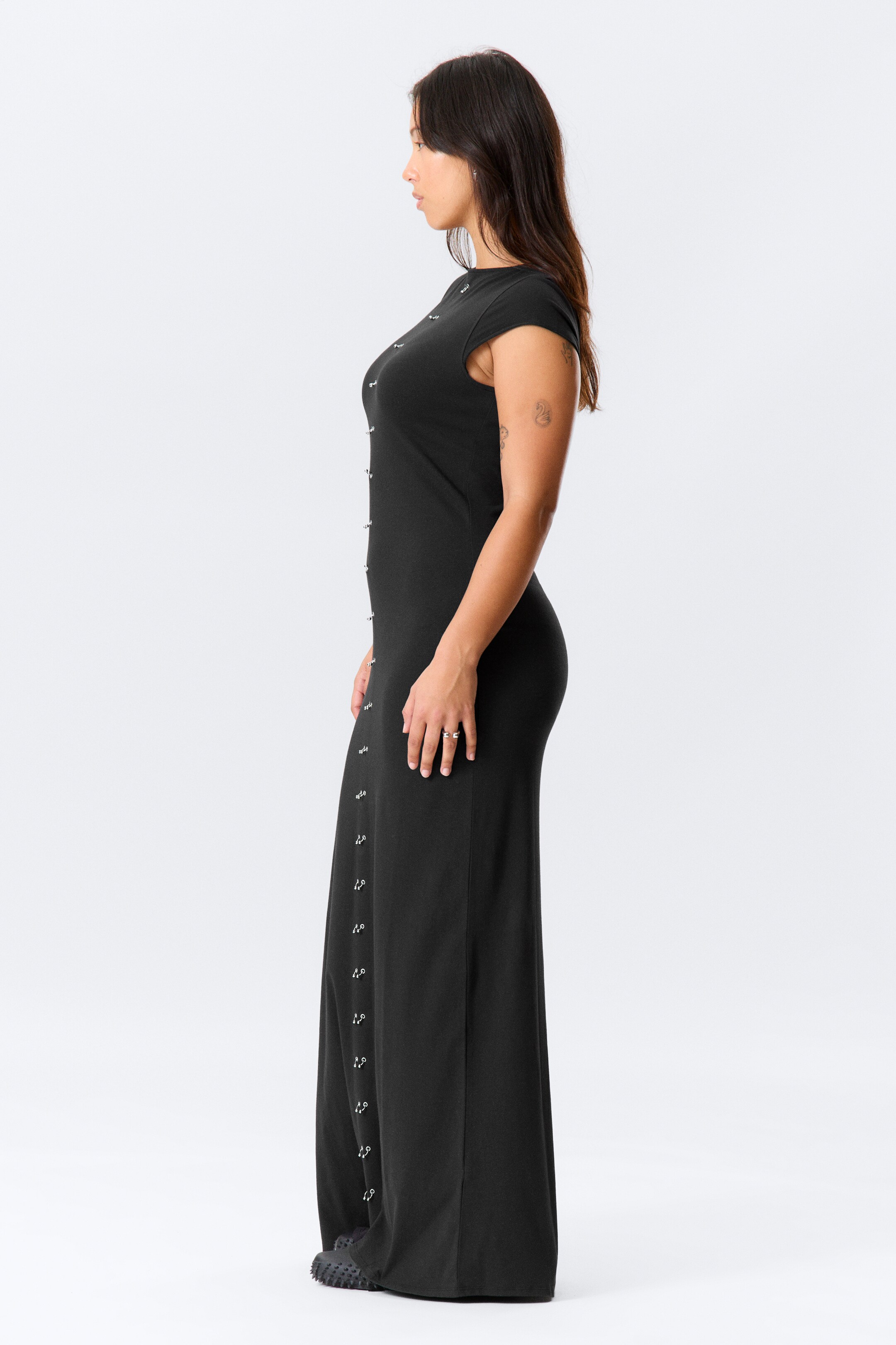 View larger image: Pierced Short-Sleeved Maxi Dress - Black - Ladies | H&M GB 3