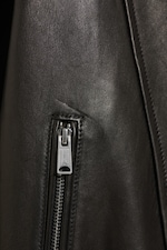 Noir - Veste oversize en cuir à col cheminée - 5