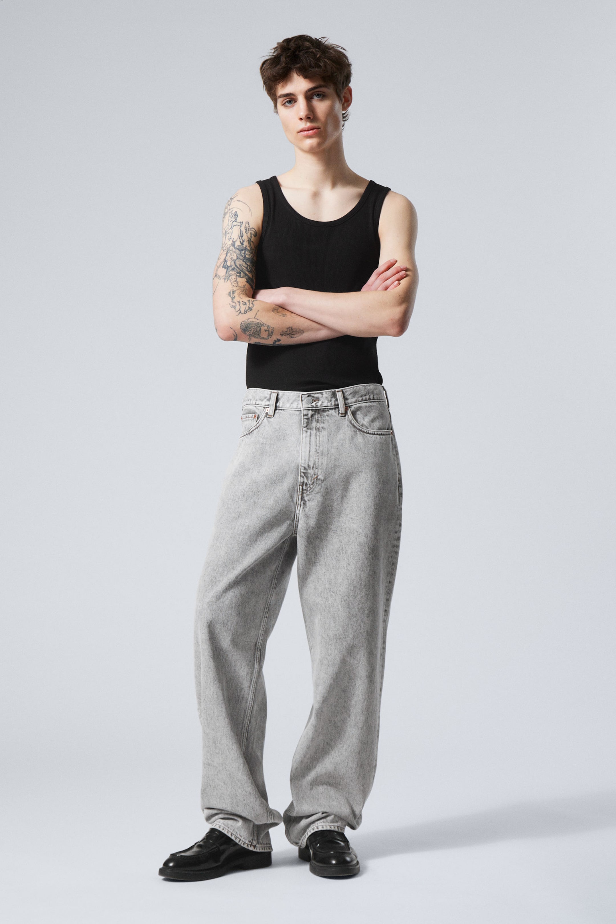 Monolith Grey - Light Grey - Galaxy Loose Straight Leg Jeans - 2