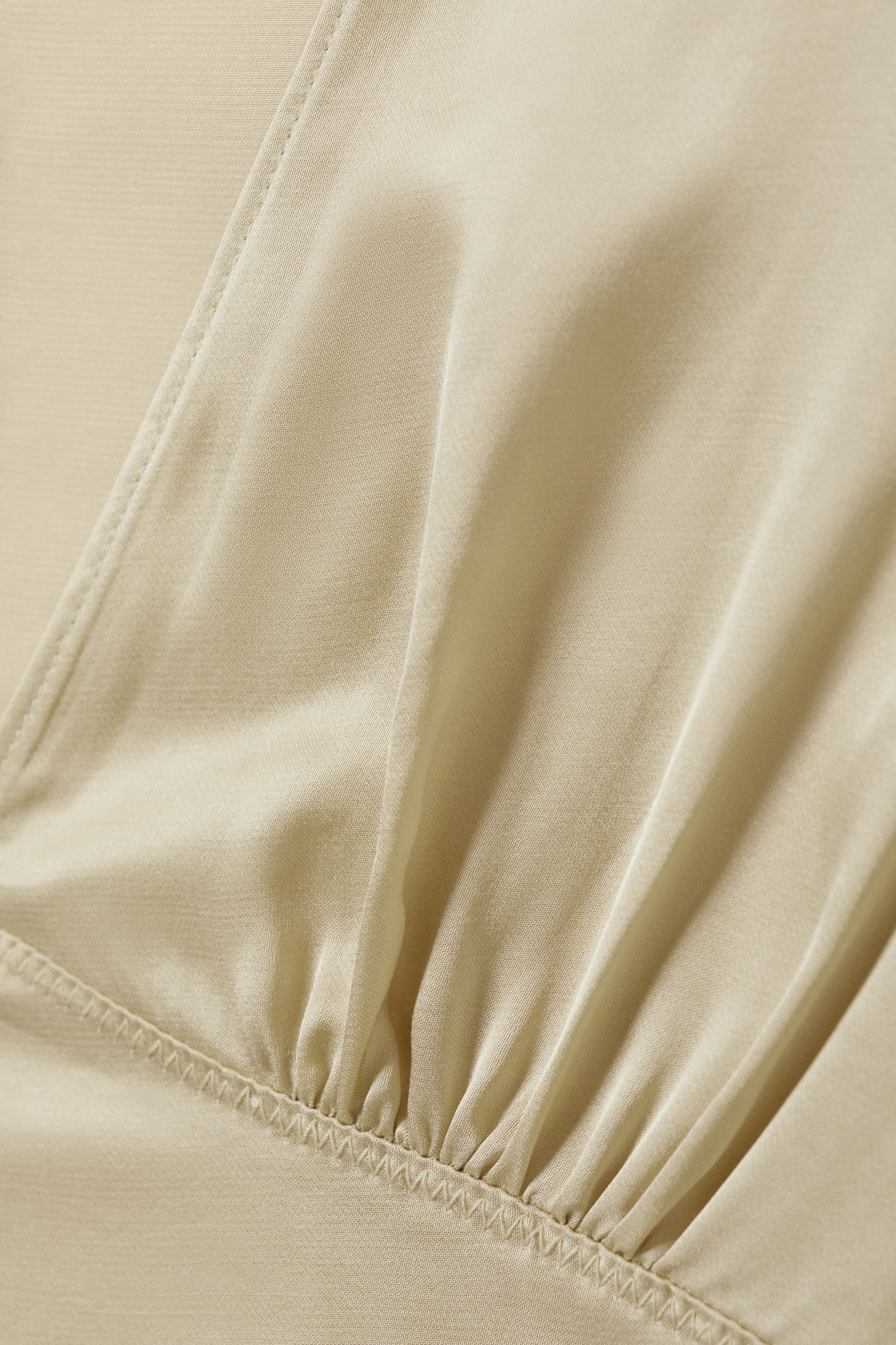 Light Dusty Beige - Sleeveless V-neck Satin Top - 5