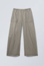 Taupe - Transparent Nylon Trousers - 0