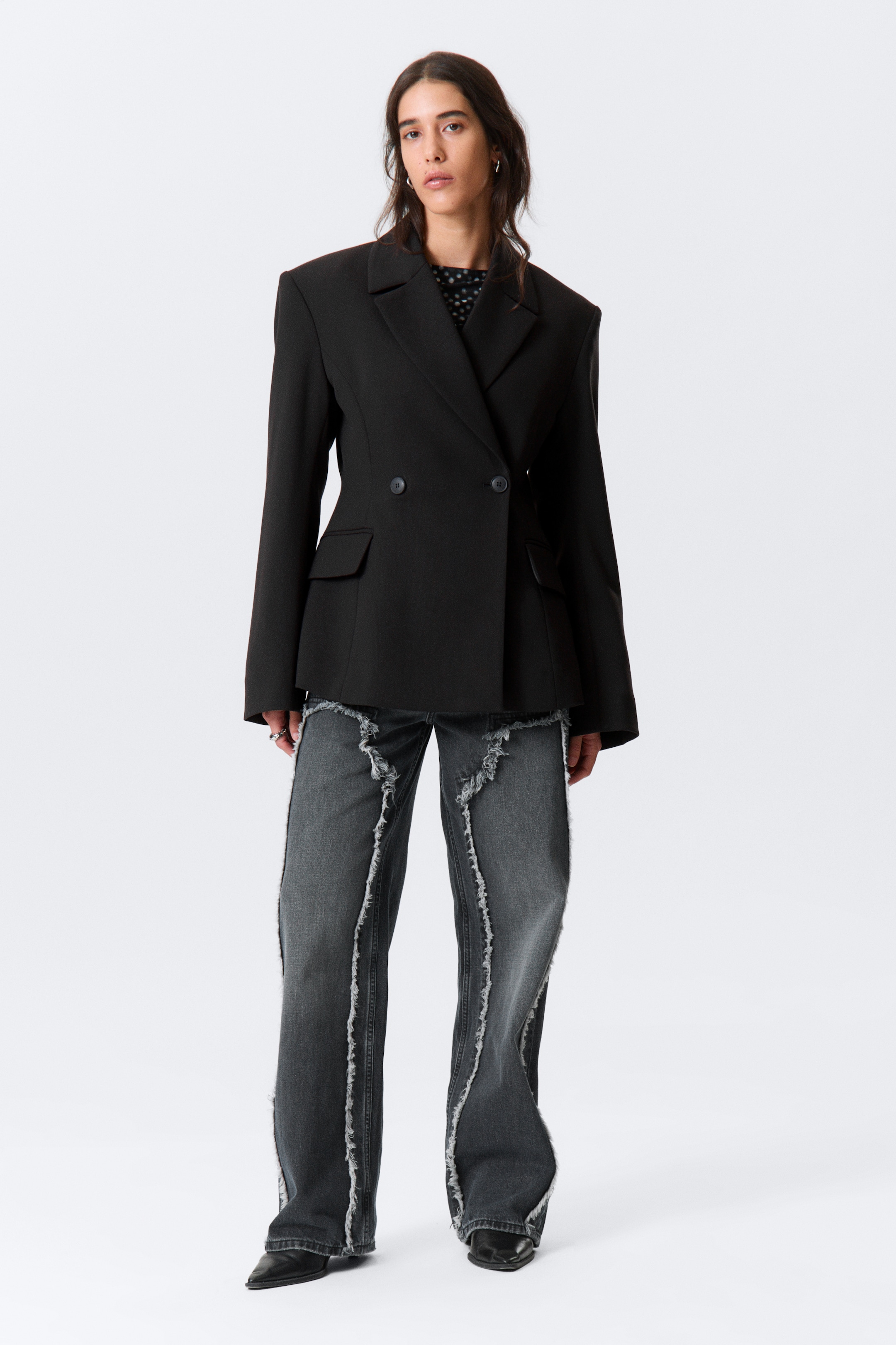 Ingrandisci l'immagine: Fitted Double-Breasted Blazer - Black - DONNA | H&M CH 1