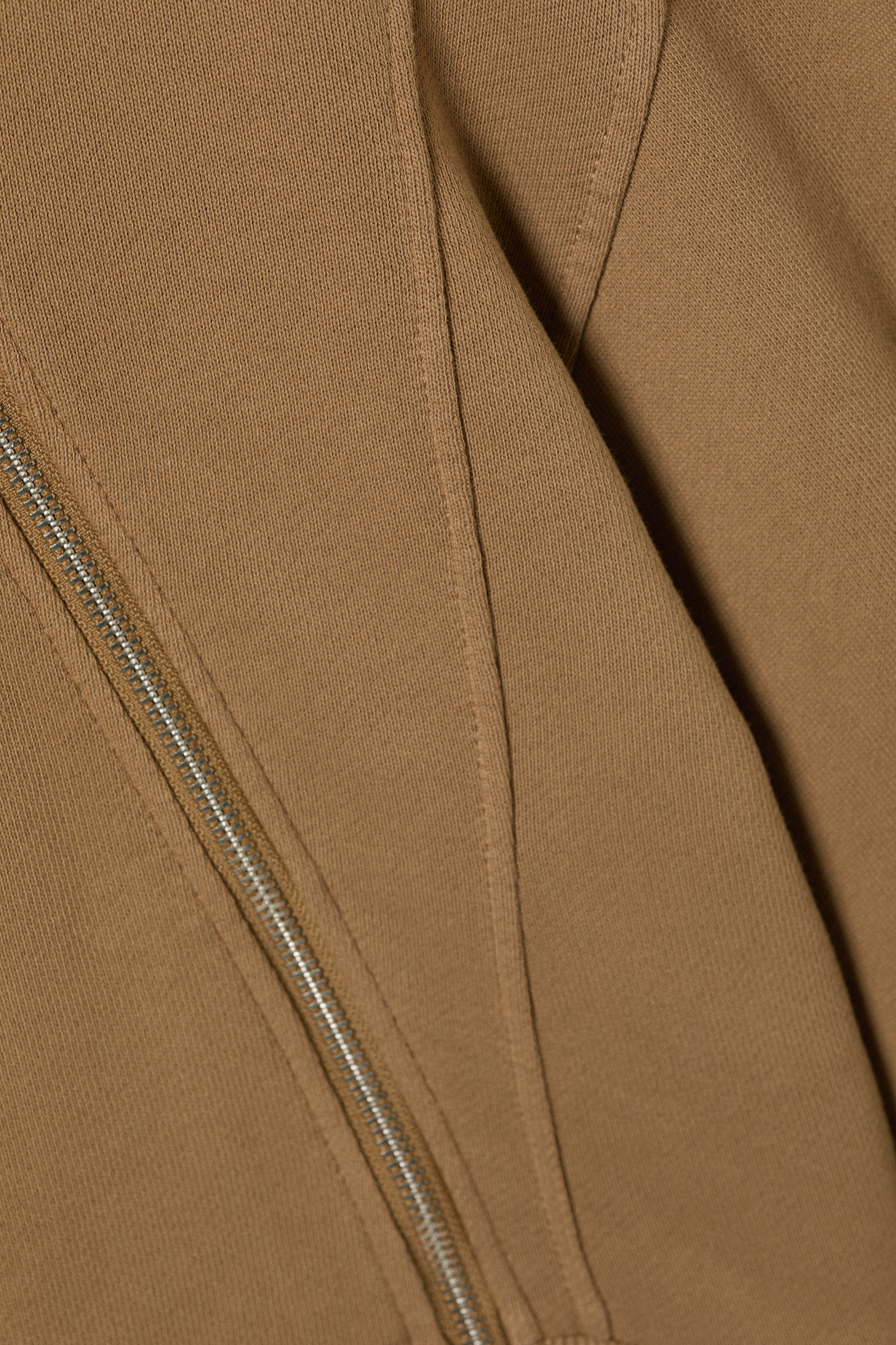 Gewaschenes Dunkelbeige - Cropped Hoodie mit asymmetrischem Reißverschluss - 5