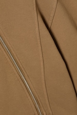 Washed Dark Beige - Cropped Asymmetric Zip Hoodie - 5