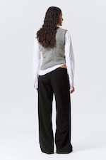 Black - Low Flared Suit Trousers - 3