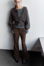 Dunkelgrau meliert - Strickjacke aus Mohairmischung - 1