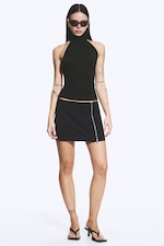 Black - Zip Mini Skirt - 0