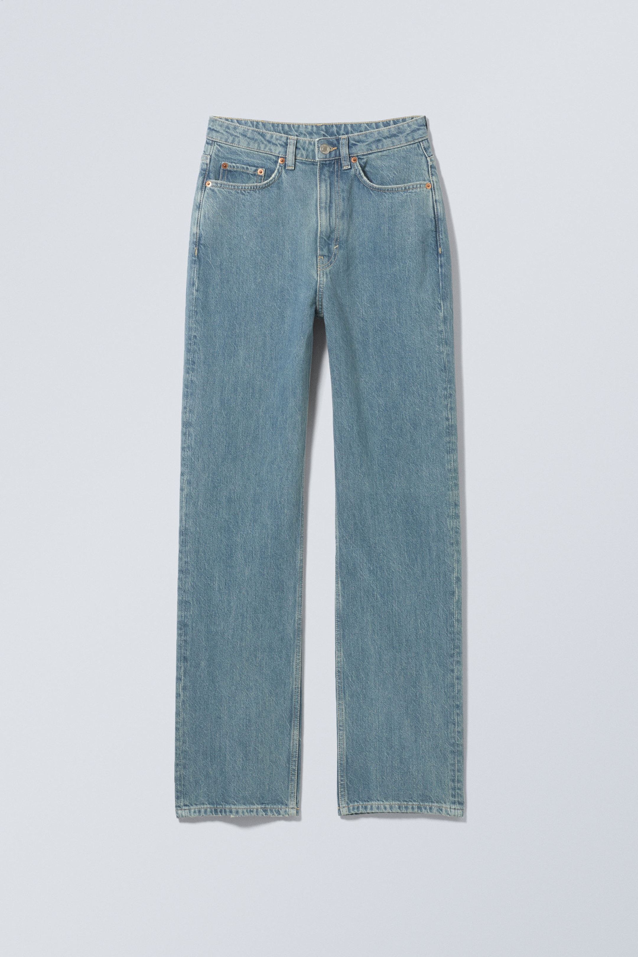 2000 Blue - Mittelblau - Rowe Super High Waisted Regular Straight Leg Jeans - 5