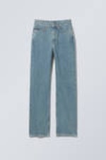 2000 Blue - Mittelblau - Rowe Super High Waisted Regular Straight Leg Jeans - 5
