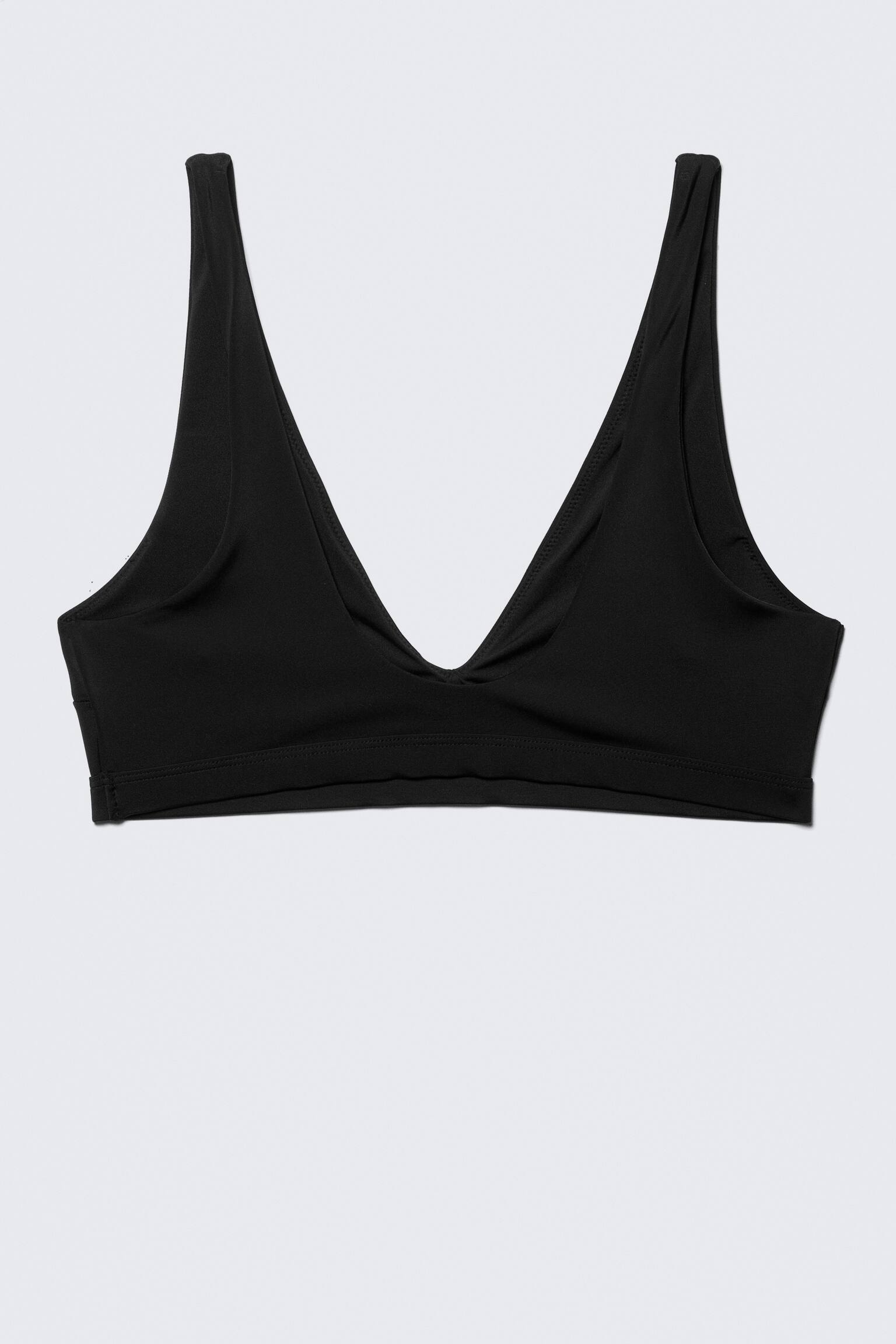 Haut de bikini à enfiler plongeant - Noir/Blanc - 3