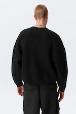 Schwarz - Oversize-Pullover aus schwerer Baumwolle - 3
