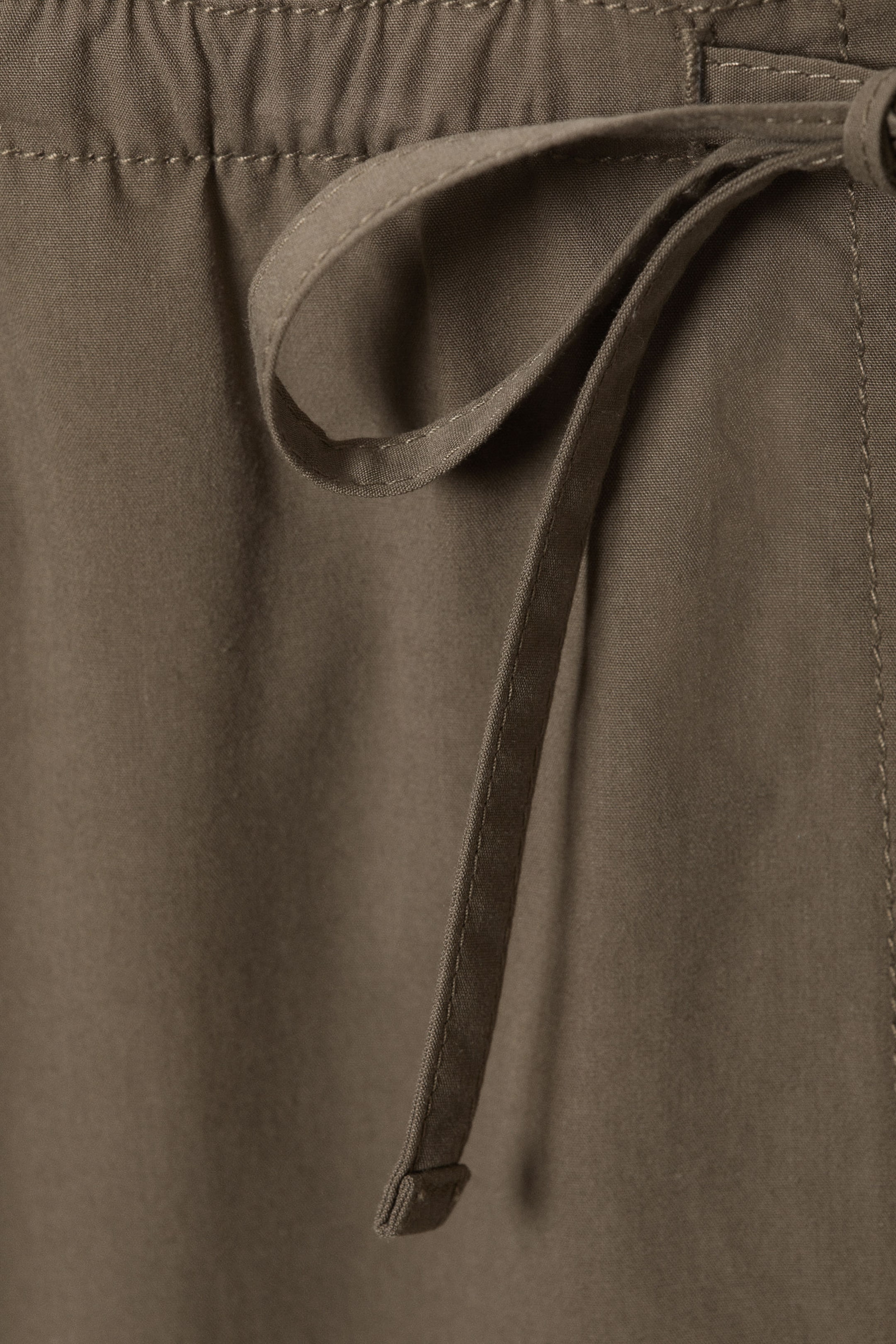 Khaki - Cargohose mit weitem Bein und Kordelzug - 4