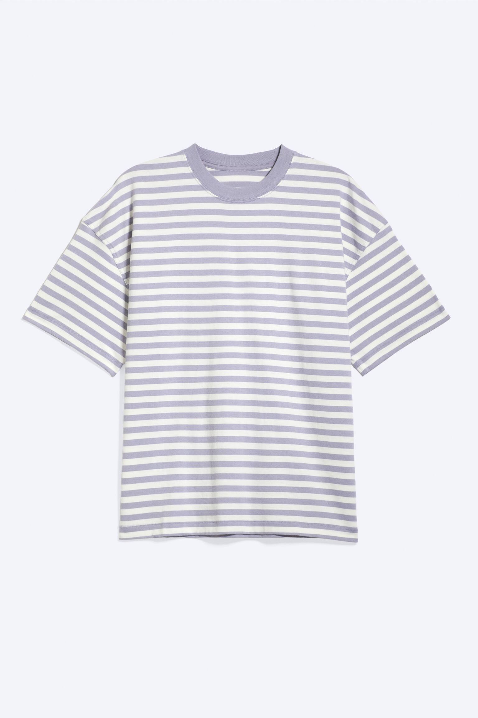 Camiseta boxy oversize - Blanco/púrpura apagado a rayas/Blanco/Marrón oscuro lavado/Negro lavado/Verde caqui claro empolvado - 1