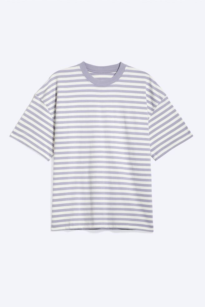 Oversized Boxy T-Shirt - Striped White/Dusty Purple/Light Dusty Khaki Green/Washed Dark Brown/White/Washed Black - 1