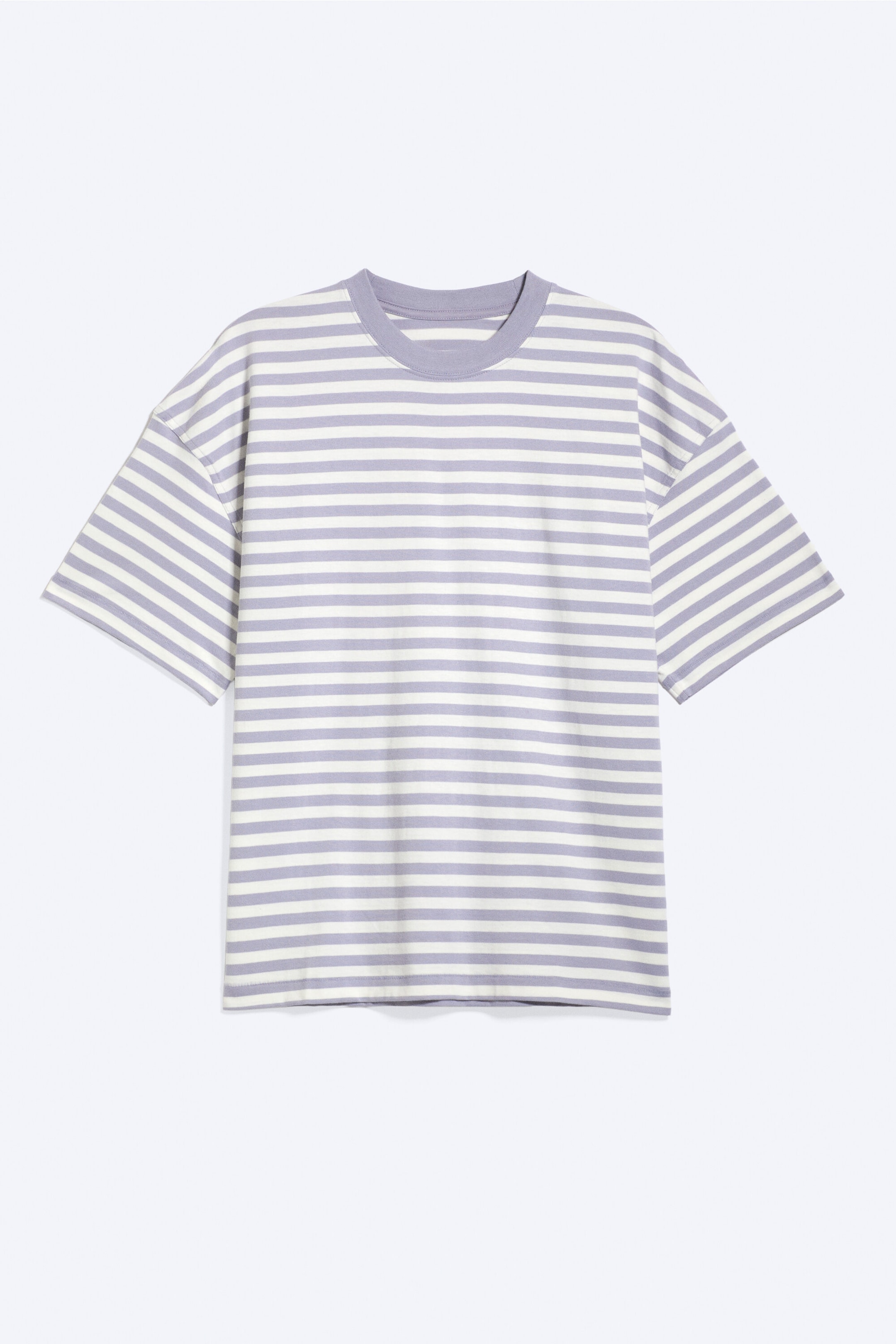Weiß/Lila gestreift - Oversized T-Shirt im kastigen Fit - 3