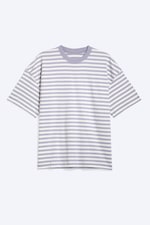 Weiß/Lila gestreift - Oversized T-Shirt im kastigen Fit - 3