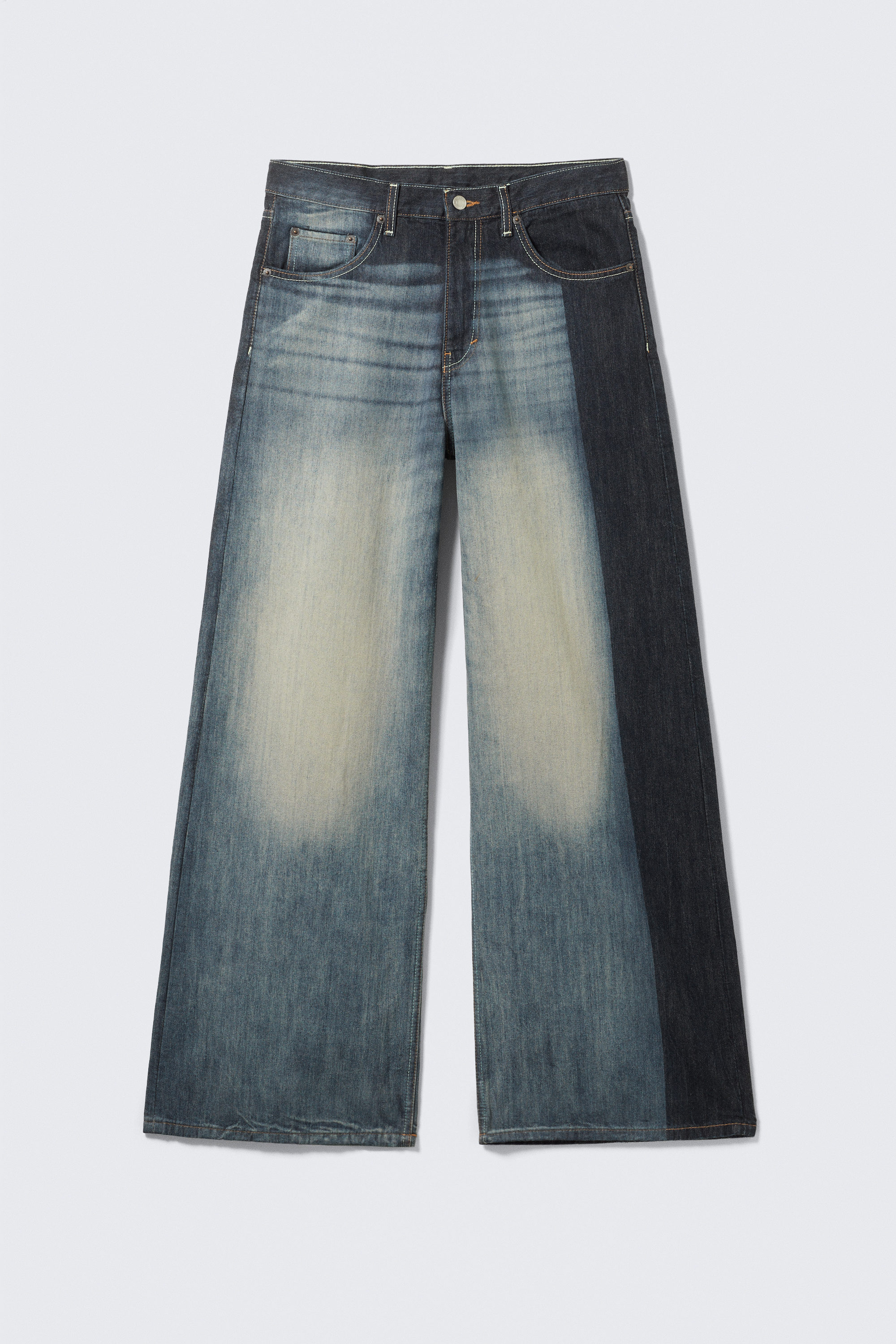 Laser Board Blue - Medium Blue - Solar Loose Wide Leg Unisex Jeans - 12