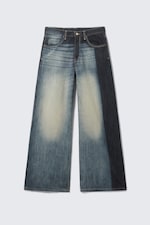 Laser Board Blue - Medium Blue - Solar Loose Wide Leg Unisex Jeans - 0