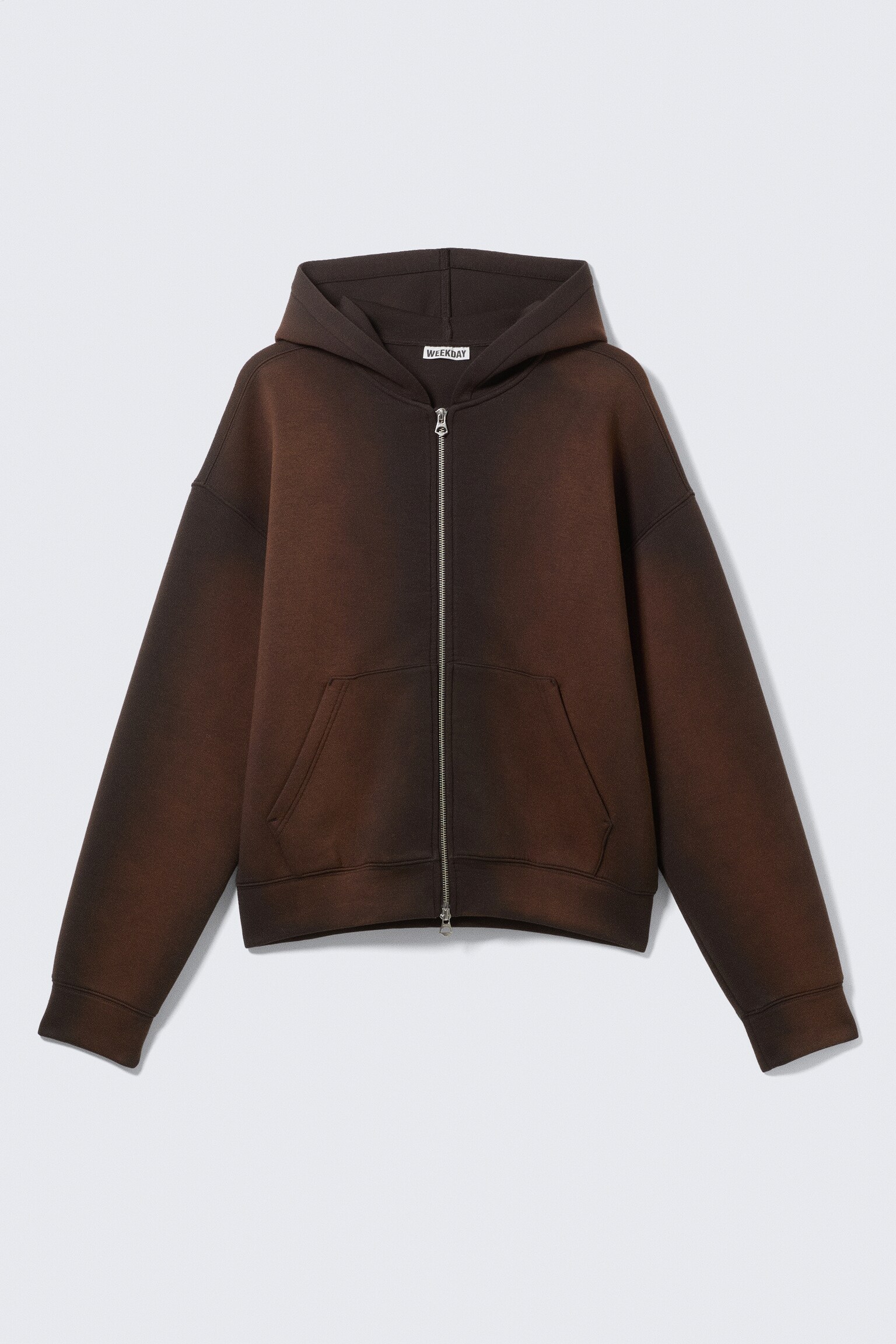 Simon – Verwaschener Scuba-Zip-Hoodie. - Gewaschenes Dunkelbraun - 1