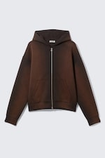 Washed Dark Brown - Simon Washed Scuba Zip Hoodie - 5