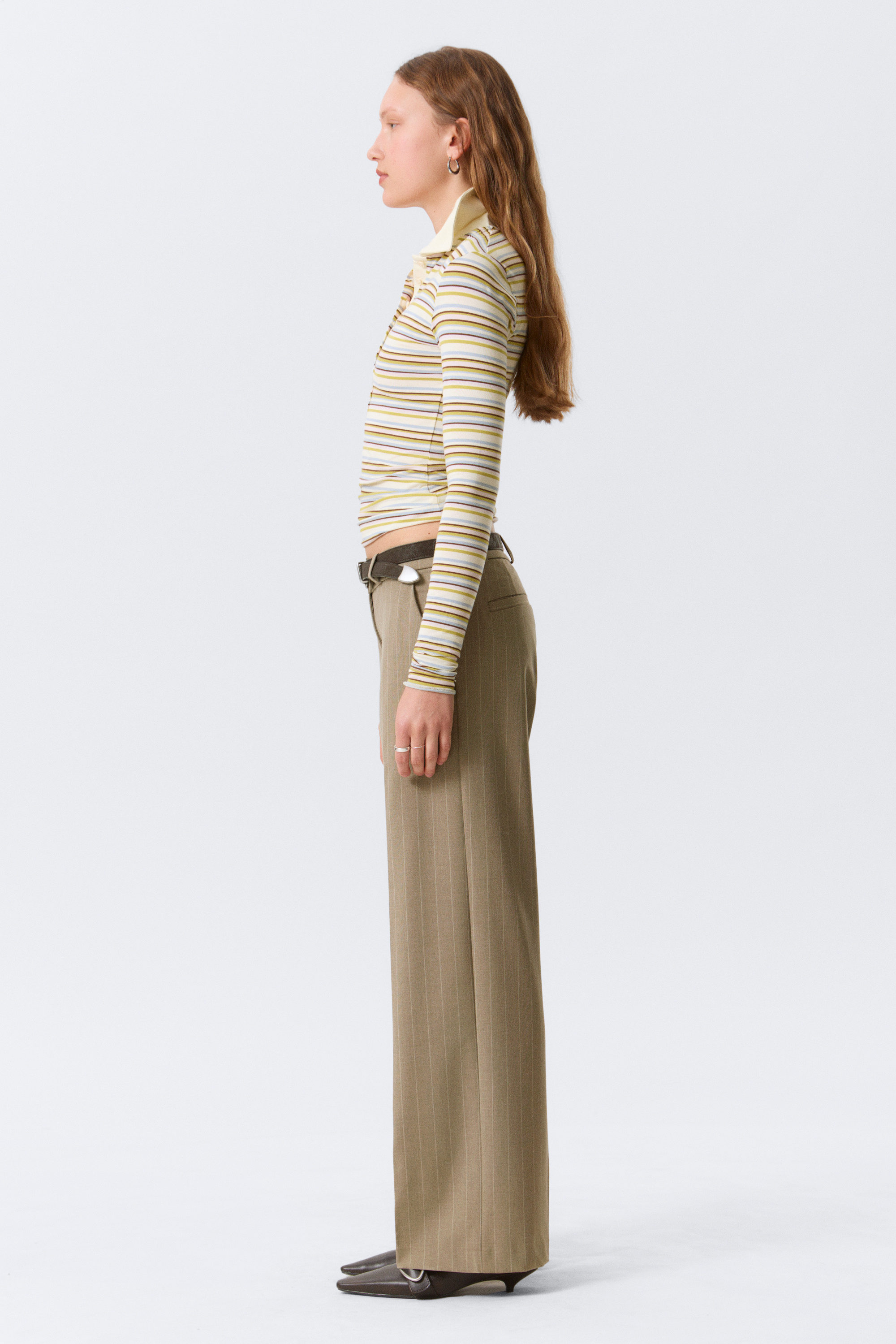 Pinstriped Mole - Low Rise Suiting Trousers - 2