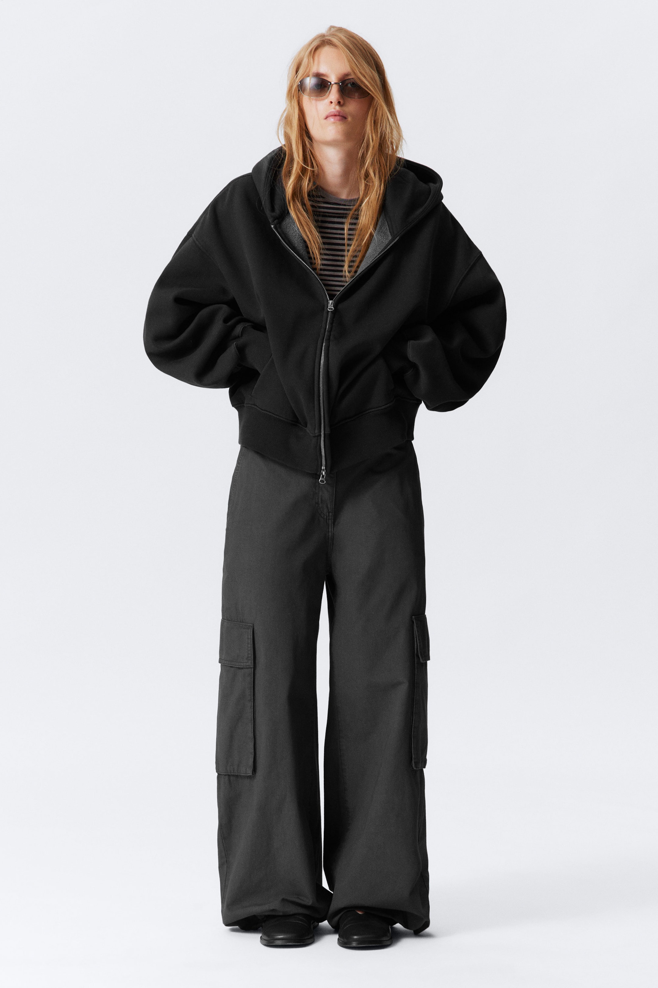 Black - Regular Fit Heavyweight Zip Hoodie - 2