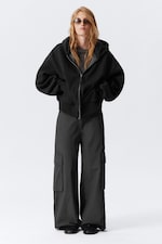 Black - Regular Fit Heavyweight Zip Hoodie - 1